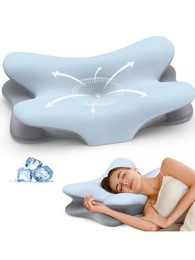 NIB Besyodo Cervical Neck Pillow,Ergonomic&Orthopedic,Cooling,Better Sleep,Blue